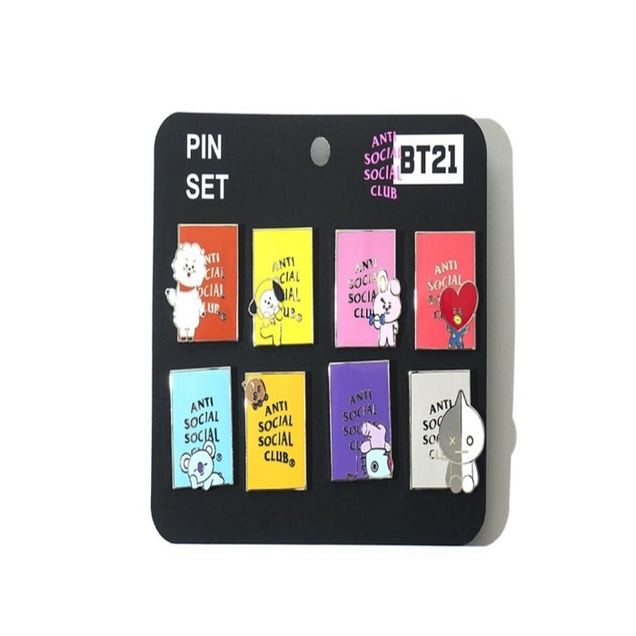 Anti Social Social Club × BT21 Limited 8 Pin Batch Set