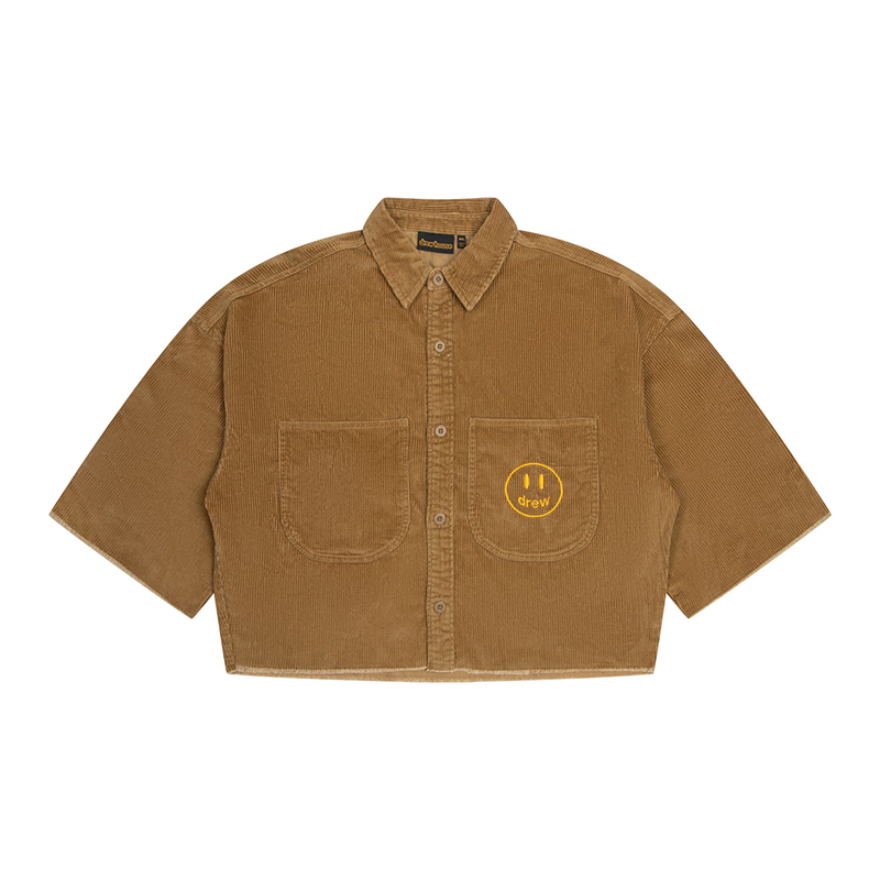 Drew House Corduroy Cropped SS Shirt Red Brown