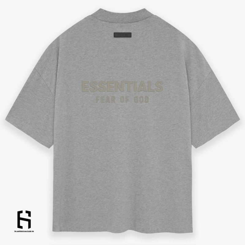 Áo Thun Fear Of God Essentials VNeck Tee Drak Heather Oatmeal - SS24