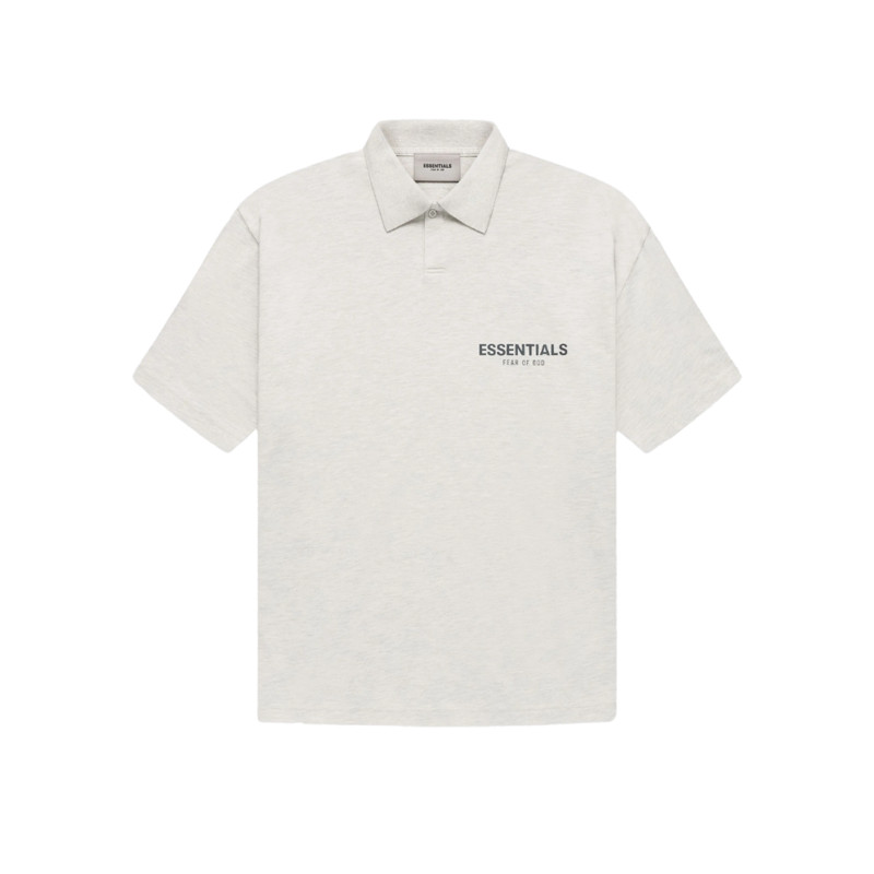 Áo Polo FEAR OF GOD ESSENTIALS Short Sleeve Boxy Hearther Oatmeal Polo