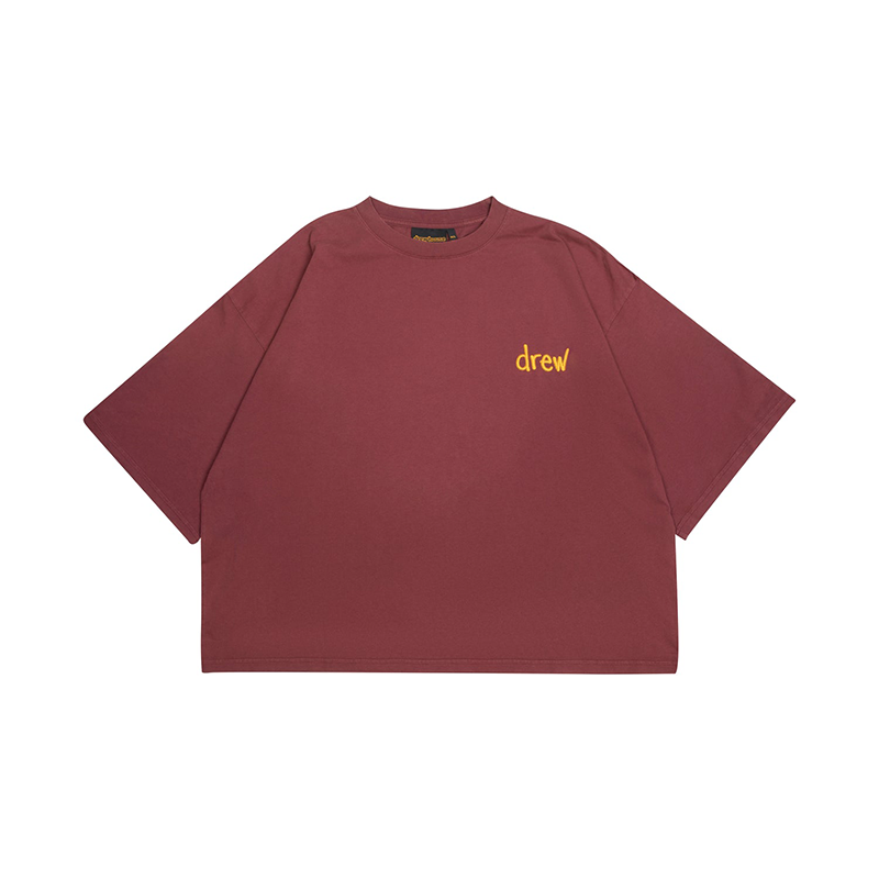 Drew House Scribble Boxy SS Tee Faded Maroon