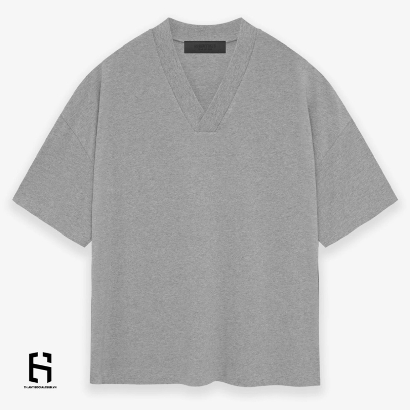 Áo Thun Fear Of God Essentials VNeck Tee Drak Heather Oatmeal - SS24