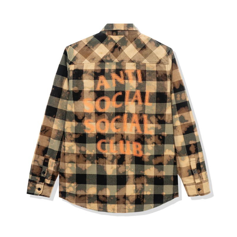 Anti Social Social  Club Dialtone Olive Tiedye Flannel