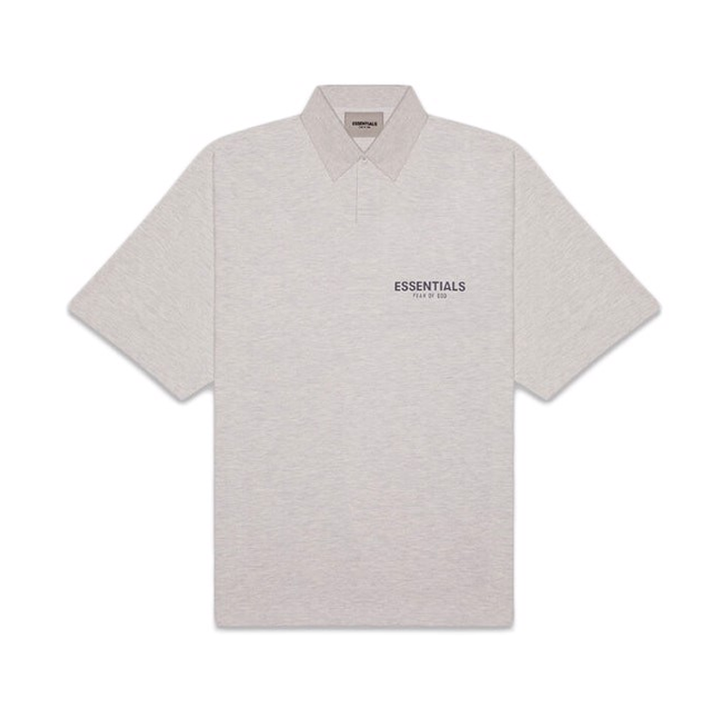 FEAR OF GOD ESSENTIALS Short Sleeve Boxy Hearther Oatmeal Polo