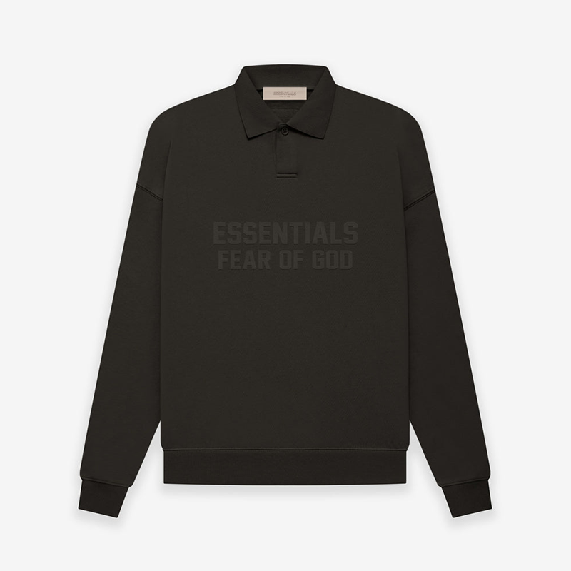 Fear Of God Essentials Off Black LS Polo