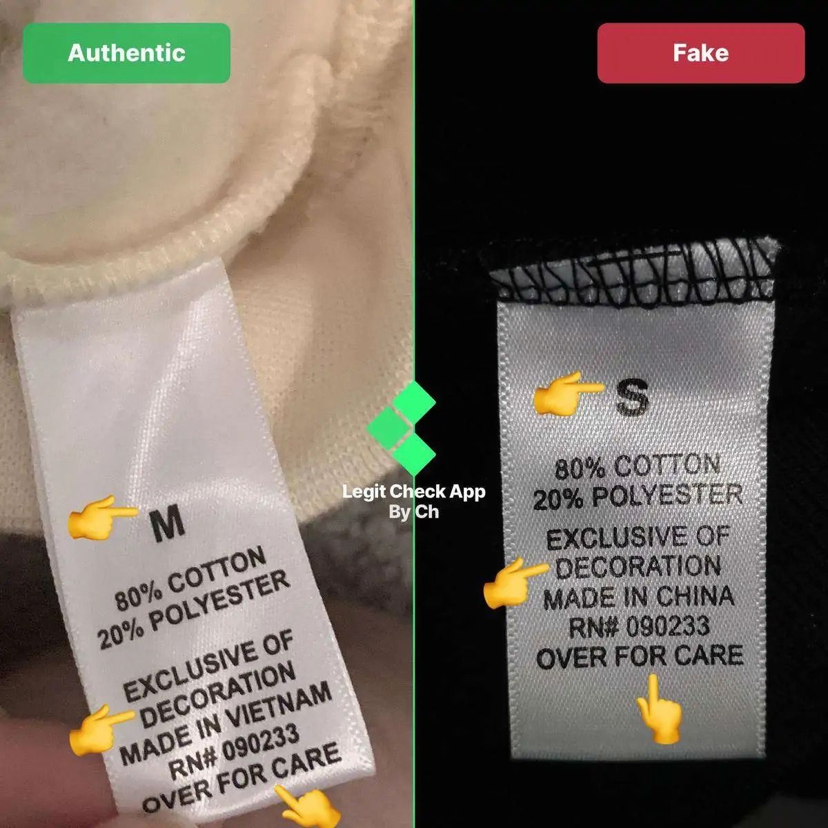 Real vs fake Fear Of God Essentials hoodie front side wash tag