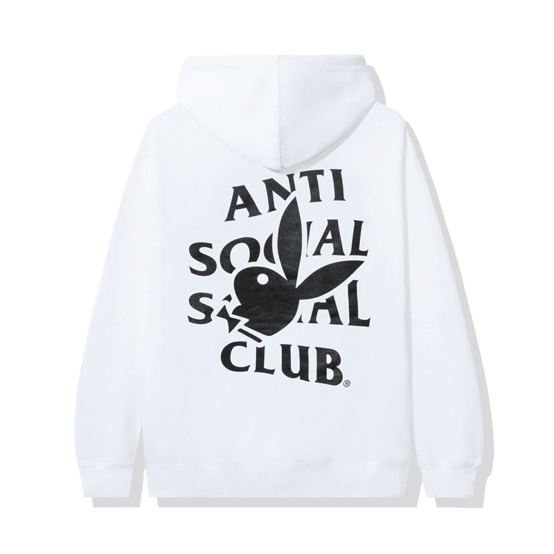 Anti Social Social  Club x Playboy Bunny Logo White Hoodie