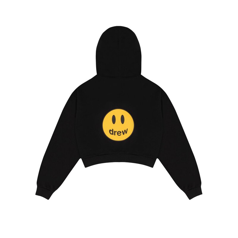 Drew House Cropped Zip Up Hoodie Black